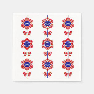 Red White Blue Flower Patriotic Design Servet