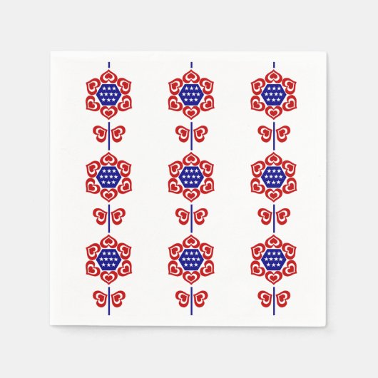 Red White Blue Flower Patriotic Design Servet (Voorkant)