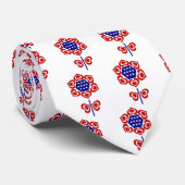 Red White Blue Flower Patriotic Design Stropdas (Opgerold)
