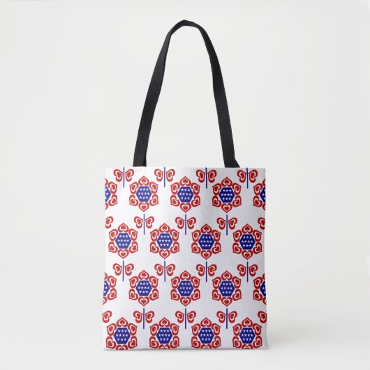 Red White Blue Flower Patriotic Design Tote Bag (Voorkant)