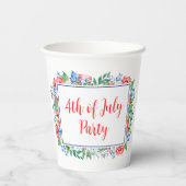 Red White Blue Flowers 4th of julparty Patriotic Papieren Bekers (Achterkant)