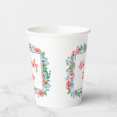 Red White Blue Flowers 4th of julparty Patriotic Papieren Bekers (Links)