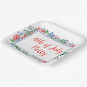 Red White Blue Flowers 4th of julparty Patriotic Papieren Bordje (Gebogen)