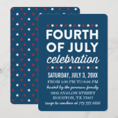 Red White Blue Fourth of Juli Celebration Invite Kaart (Voorkant / Achterkant)