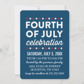 Red White Blue Fourth of Juli Celebration Invite Kaart (Voorkant)