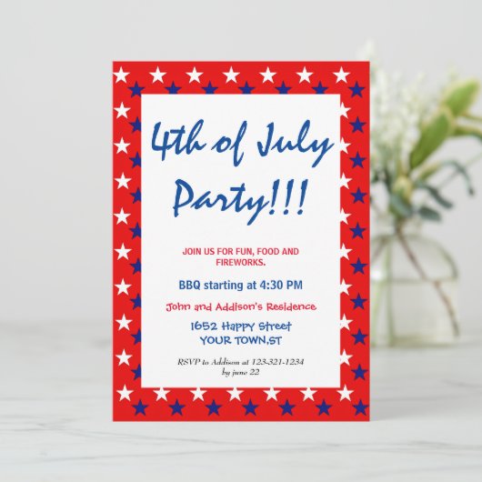 Red White Blue Fourth of JULY Simple STARS Kaart (Staand voorkant)