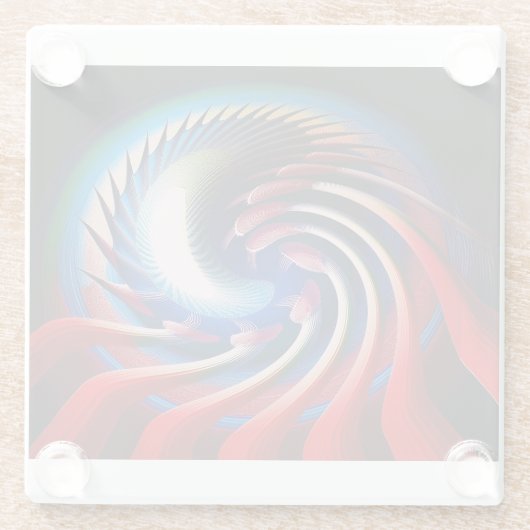 Red White Blue Fractal With Claws & Spikes Glazen Onderzetter (Achterkant)