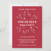 Red White Blue Fun Fireworks 4 juli BBQ Party Kaart (Voorkant)