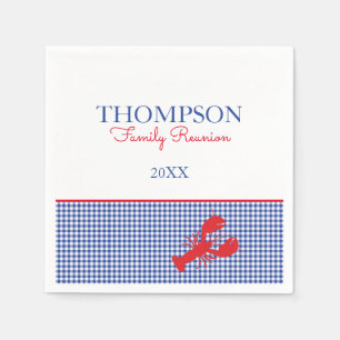 Red White Blue Gingham Preppy Lobster aangepaste t Servet