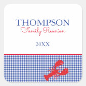Red White Blue Gingham Preppy Lobster aangepaste t Vierkante Sticker (Voorkant)
