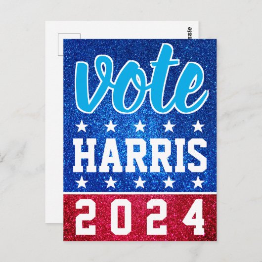 Red White Blue Glitter American Campaign Sjabloon Briefkaart (Voorkant / Achterkant)