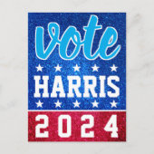 Red White Blue Glitter American Campaign Sjabloon Briefkaart (Voorkant)