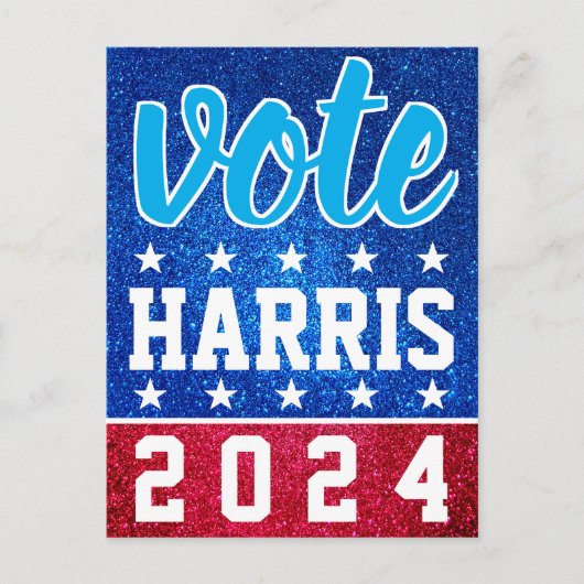 Red White Blue Glitter American Campaign Sjabloon Briefkaart (Voorkant)