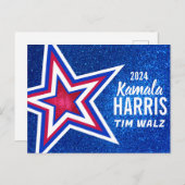 Red White Blue Glitter American Campaign Sjabloon Briefkaart (Voorkant / Achterkant)