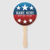 Red White Blue Glitter American Campaign Sjabloon Handwaaier (Achterkant)