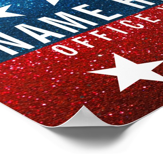 Red White Blue Glitter American Campaign Sjabloon Poster (Hoek)