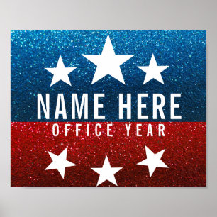 Red White Blue Glitter American Campaign Sjabloon Poster