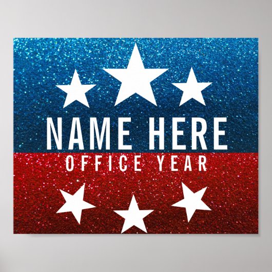 Red White Blue Glitter American Campaign Sjabloon Poster (Voorkant)