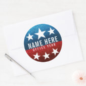 Red White Blue Glitter American Campaign Sjabloon Ronde Sticker (Envelop)