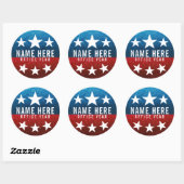 Red White Blue Glitter American Campaign Sjabloon Ronde Sticker (Vel)