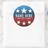 Red White Blue Glitter American Campaign Sjabloon Ronde Sticker (Tas)