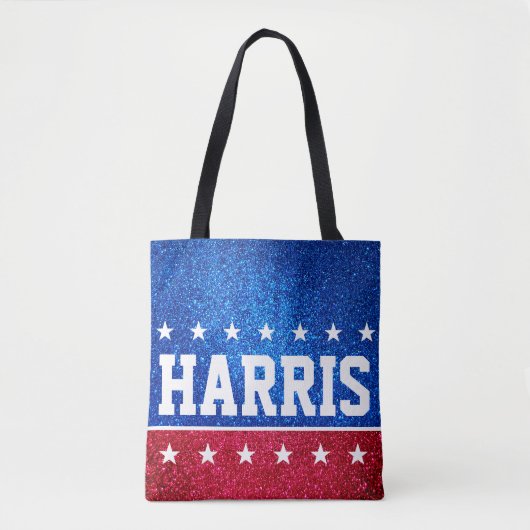 Red White Blue Glitter American Campaign Sjabloon Tote Bag (Voorkant)
