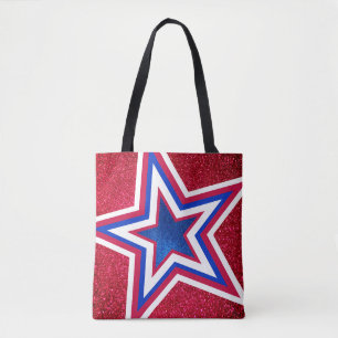 Red White Blue Glitter American Campaign Sjabloon Tote Bag