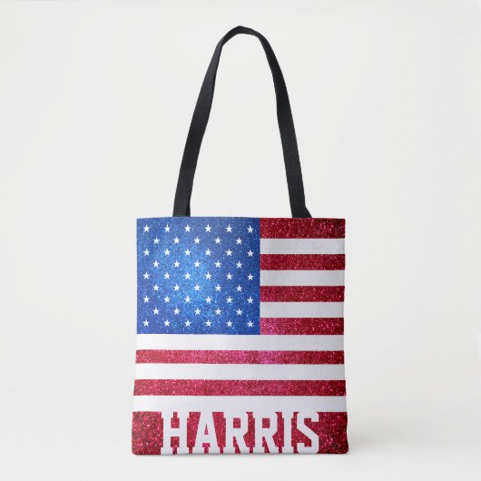 Red White Blue Glitter American Campaign Sjabloon Tote Bag (Voorkant)