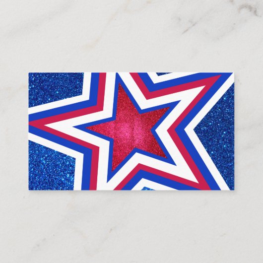 Red White Blue Glitter American Campaign Sjabloon Visitekaartje (Achterkant)