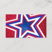 Red White Blue Glitter American Campaign Sjabloon Visitekaartje (Voorkant)