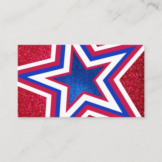 Red White Blue Glitter American Campaign Sjabloon Visitekaartje (Voorkant)