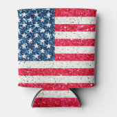 Red White Blue Glitter Patriotic American USA Vlag Blikjeskoeler (Voorkant)