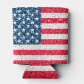 Red White Blue Glitter Patriotic American USA Vlag Blikjeskoeler (Achterkant)