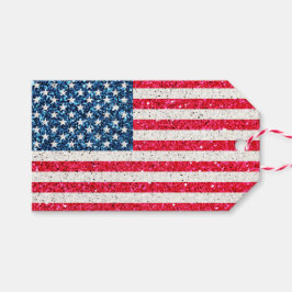 Red White Blue Glitter Patriotic American USA Vlag Cadeaulabel