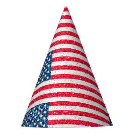 Red White Blue Glitter Patriotic American USA Vlag Feesthoedjes