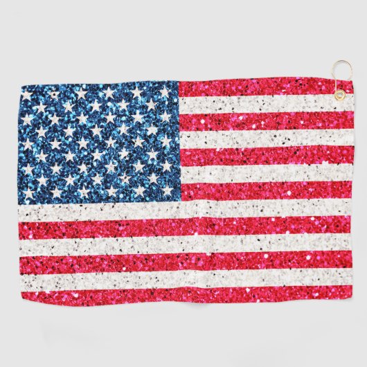 Red White Blue Glitter Patriotic American USA Vlag Golfhanddoek (Horizontaal)