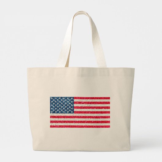 Red White Blue Glitter Patriotic American USA Vlag Grote Tote Bag (Achterkant)