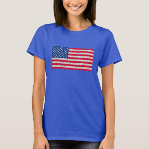 Red White Blue Glitter Patriotic American USA Vlag T-shirt