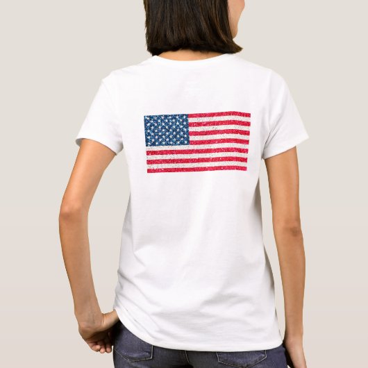 Red White Blue Glitter Patriotic American USA Vlag T-shirt (Achterkant)