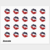 Red White Blue Glitter Stars 4e KISS LIPS Ronde Sticker (Vel)