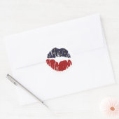 Red White Blue Glitter Stars 4e KISS LIPS Ronde Sticker (Envelop)