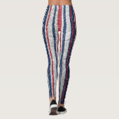 Red White Blue Glitter Stripes Trendy Yoga Pant Leggings (Achterkant)