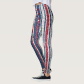 Red White Blue Glitter Stripes Trendy Yoga Pant Leggings (Links)
