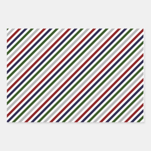 Red White Blue Green Grey Zig Zag Stripes Inpakpapier Vel (Voorkant)
