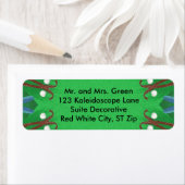 Red White Blue Green Kaleidoscoop kerstlabels Etiket