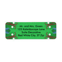 Red White Blue Green Kaleidoscoop kerstlabels