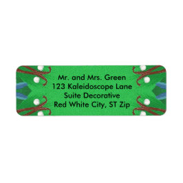 Red White Blue Green Kaleidoscoop kerstlabels Etiket