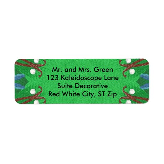 Red White Blue Green Kaleidoscoop kerstlabels Etiket (Voorkant)
