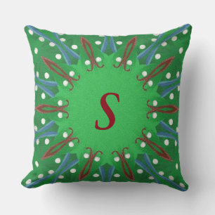 Red White Blue Green Monogram kerstKussens Kussen
