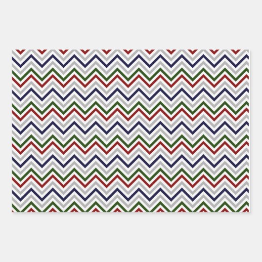 Red White Blue Grey Zig Zag Inpakpapier Vel (Voorkant)